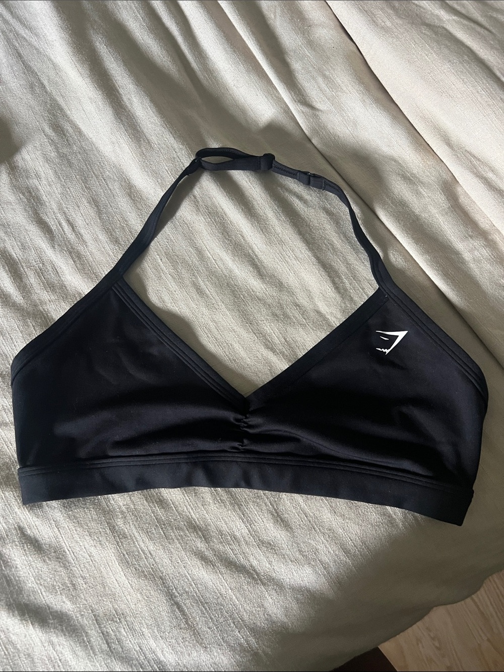 Gymshark Black Halter-Style Sports Bra with Logo